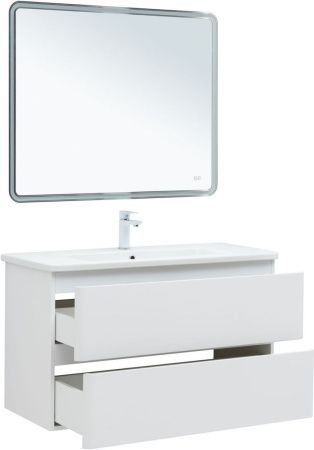 Тумба под раковину Aquanet Эмбер 00330469 100х40 подвесная цвет белый