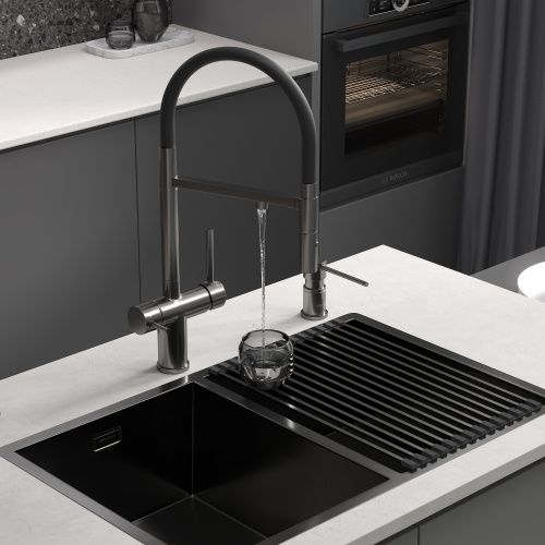 Смеситель для кухни Reflexion Lago RX9901BL на мойку вороненая сталь - фото 4