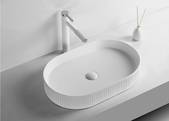 Раковина из сантехнического фарфора Cerutti SPA CR8009 58х36 накладная цвет белый без отверстий под смеситель