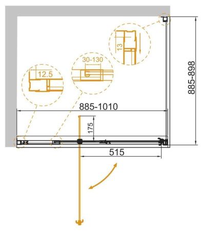 Душевой уголок Cezares VARIANTE VARIANTE-AH-1-90/100-90-C-Cr 90х90 стекло прозрачное профиль хром без поддона