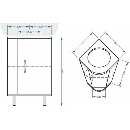 Тумба под раковину Stella Polar Концепт угловой SP-00000156 30х30 напольная цвет белый