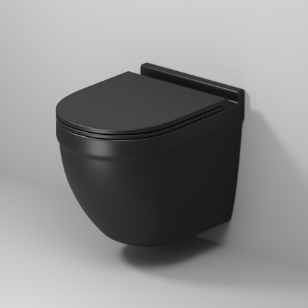 Унитаз подвесной Grossman Торнадо GR-4483BMSQ черный матовый с сиденьем микролифт безободковый смыв торнадо