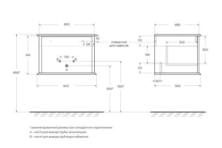 Тумба под раковину Cezares IDRA 55798 60х50 подвесная цвет белый