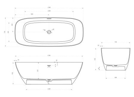 Ванна из искусственного камня Abber Stein AS9612-1.7 170х70 отдельностоящая прямоугольная с ножками