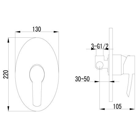Смеситель для душа LeMark Atlantiss LM3223C встраиваемый в стену хром