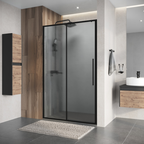 Душевая дверь Niagara Nova NG-84-L11CHB 110х195 стекло шиншилла профиль черный матовый - фото 3