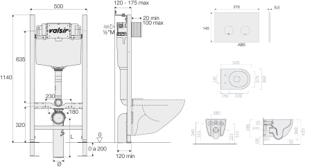 Комплект унитаз с инсталляцией Valsir KIT VSCR 7334 Std P4