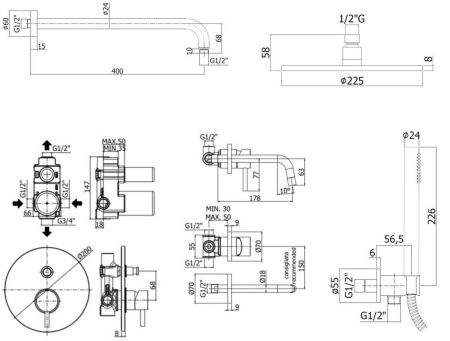 Душевая система Paffoni Light KITLIG015NO006 встраиваемая в стену цвет черный