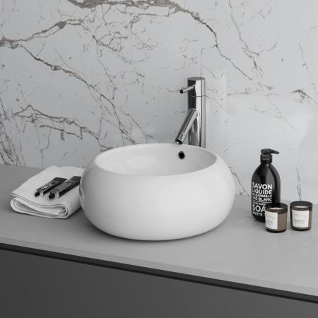 Раковина из сантехнического фаянса Grossman GR-3010 40х40 накладная цвет белый без отверстий под смеситель