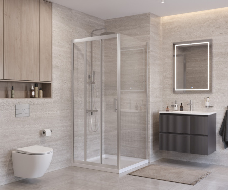 Душевой уголок BelBagno UNO-195 UNO-195-AF-31-90-C-IN 90х90 стекло прозрачное профиль сатин без поддона