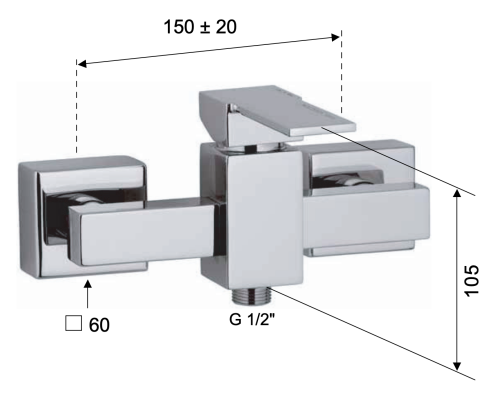 Смеситель для душа Remer Qubika Q31 настенный хром - фото 2