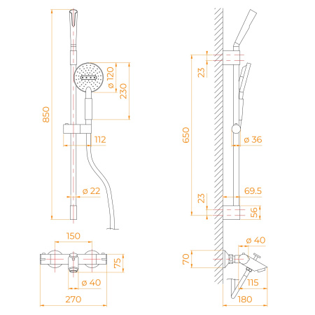 Душевая стойка RGW Shower Panels 30140123-01 настенная цвет хром