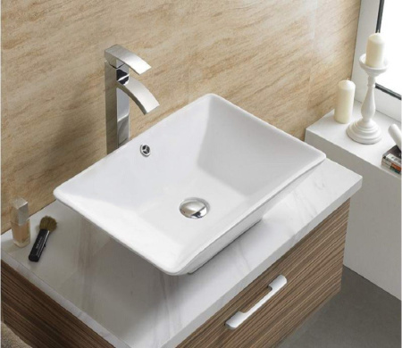 Раковина из санфаянса CeramaLux 9212 55х38 накладная цвет белый