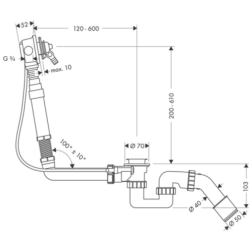 Слив-перелив для ванны Hansgrohe Exafill S 58126180 хром - фото 2