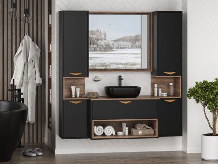 Шкаф-пенал Brevita Bergen BER-05035-02-19-ПоЛ 40х170 подвесной цвет коричневый/черный