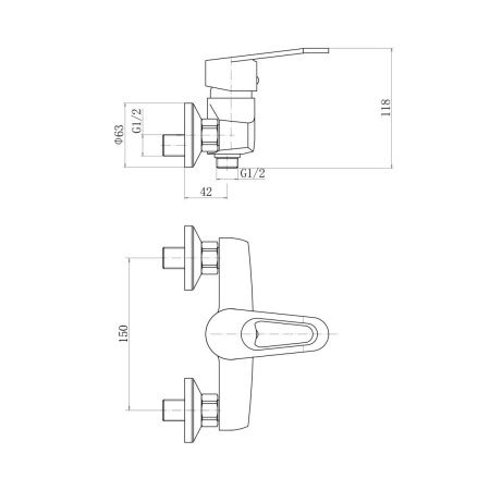 Смеситель для ванны и душа Plstart PL2006 настенный хром
