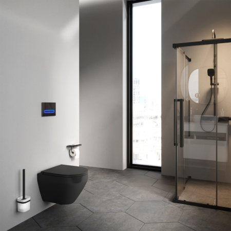 Унитаз подвесной Am.Pm Spirit V2.0 C701700MBSC черный матовый с сиденьем микролифт безободковый каскадный смыв