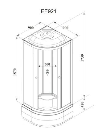 Душевая кабина Parly Effect EF921 90х90 четверть круга с крышей ориентация универсальная