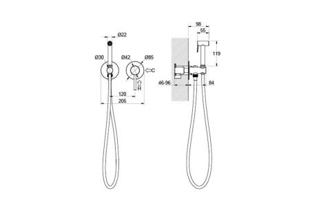 Гигиенический душ Aquatek Европа AQ1319BGM вороненая сталь