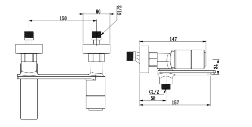 Смеситель для ванны и душа Savol S-601831WB настенный золото - фото 2
