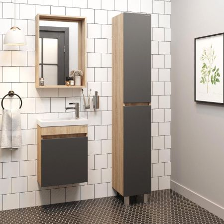 Тумба под раковину Onika Милтон 104511 40х20 подвесная цвет серый/бежевый