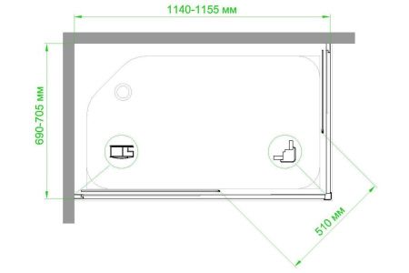 Душевой уголок Royal Bath HPD RB7115HPD-C-CH 115х70 стекло матовое профиль хром без поддона