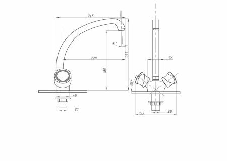 Смеситель для кухни FAUZT FZs-293-39 на мойку хром