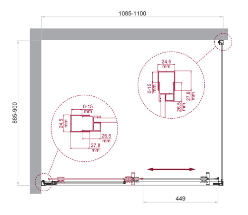 Душевой уголок BelBagno LUCE LUCE-AH-1-110/90-C-Cr 110х90 стекло прозрачное профиль хром глянцевый без поддона - фото 2