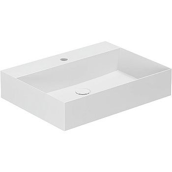 Раковина из сантехнического фаянса Azzurra ELEGANCE ELLP060450QMBI/(EQA60M bi)*1 60х50 накладная цвет белый 1 отверстие под смеситель