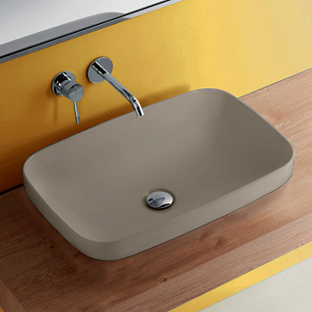 Раковина из сантехнического фарфора Kerasan Tribeca 514381 60х38 накладная цвет светло-коричневый