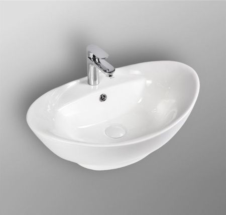 Раковина из сантехнического фарфора Bond Oval S15-590 60х40 накладная цвет белый 1 отверстие под смеситель