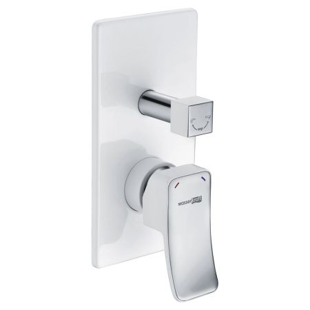 Смеситель для ванны и душа Wasserkraft Aller 1060 WHITE 10641W встраиваемый в стену белый/хром