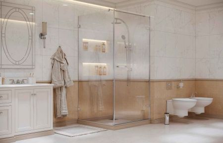 Душевой уголок Ambassador Abner 10011101R 90х90 стекло прозрачное профиль хром без поддона