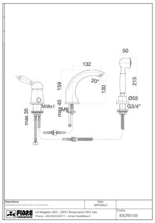 Смеситель Fiore Imperiale 83ZZ5105 на борт ванны бронза