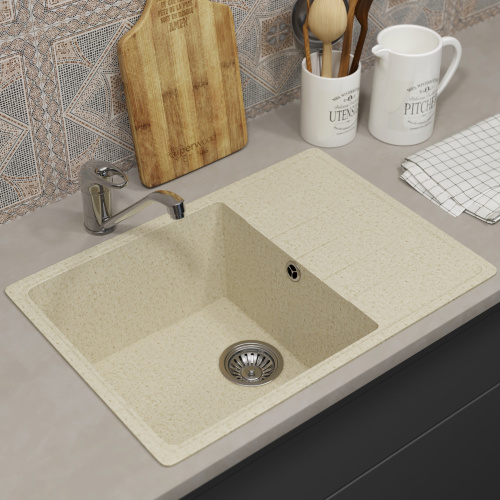 Кухонная мойка Uperwood ECON UPD-506 4910201240 60х42 цвет слоновая кость поверхность матовая - фото 2