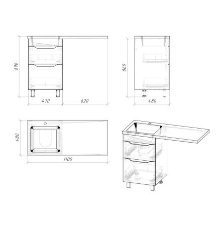 Тумба под раковину Grossman Вилар 125011 50х50 напольная цвет белый