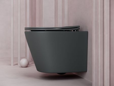 Унитаз подвесной Ceramica Nova BALEARICA CN6000MDH темно-серый с сиденьем микролифт безободковый душевой смыв