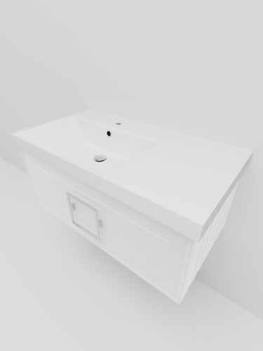 Тумба с раковиной La Fenice CUBO NFNC-01-CUB-B-90-1-90L 91х36х49 подвесная цвет белый - фото 3