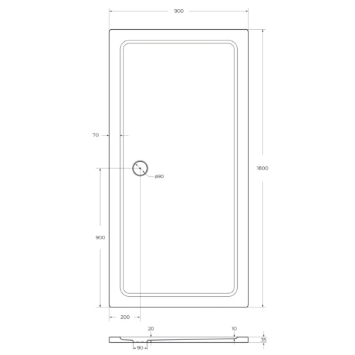 Душевой поддон Cezares TRAY-M-AH-180/90-35-W 180х90 стеклопластик белый - фото 2