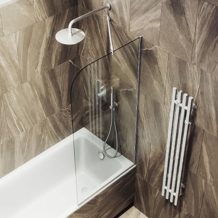 Душевая шторка на ванну Maybah Glass MGV-154-5у 75х140 стекло прозрачное профиль хром ориентация универсальная