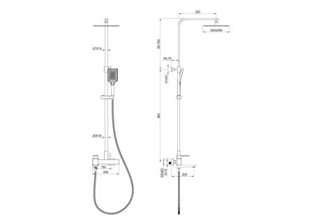 Душевая стойка Wonzon & Woghand Edge WW-88739003-CR настенная цвет хром