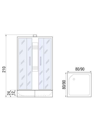 Душевая кабина River NEVA 10000001285 80х80 квадратная без крыши ориентация универсальная