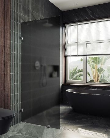 Душевая перегородка Maybah Glass MGD-273-4 100х195 стекло тонированное профиль хром