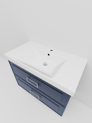 Тумба с раковиной La Fenice Cubo TWIN NFNC-01-CUB-BG-80-2-3-80 90х62х49 подвесная цвет синий - фото 3