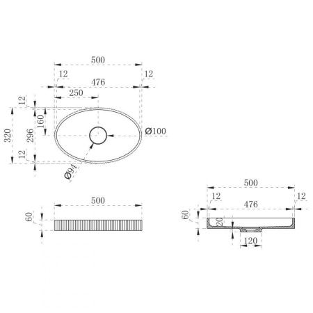 Раковина из искусственного камня Abber STEIN AS2603 50х30 накладная цвет белый без отверстий под смеситель