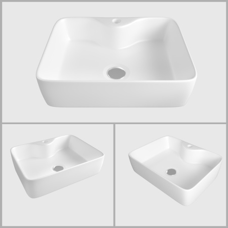 Раковина из сантехнического фарфора Teymi Helmi T50310 48х37 накладная цвет белый 1 отверстие под смеситель