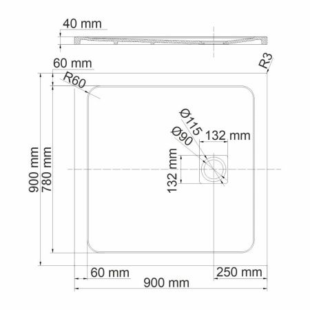 Душевой поддон из искусственного камня Wasserkraft Rhin 44T 44T03 90х90 белый