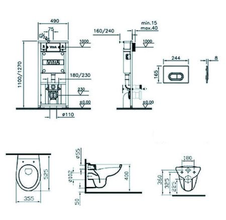 Комплект унитаз с инсталляцией и клавишей смыва Vitra Normus 9773B003-7203