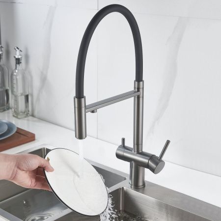 Смеситель для кухни Shevanik S178T на мойку оружейная сталь