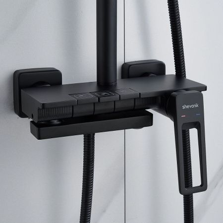 Душевая стойка Shevanik S6826H настенная цвет черный